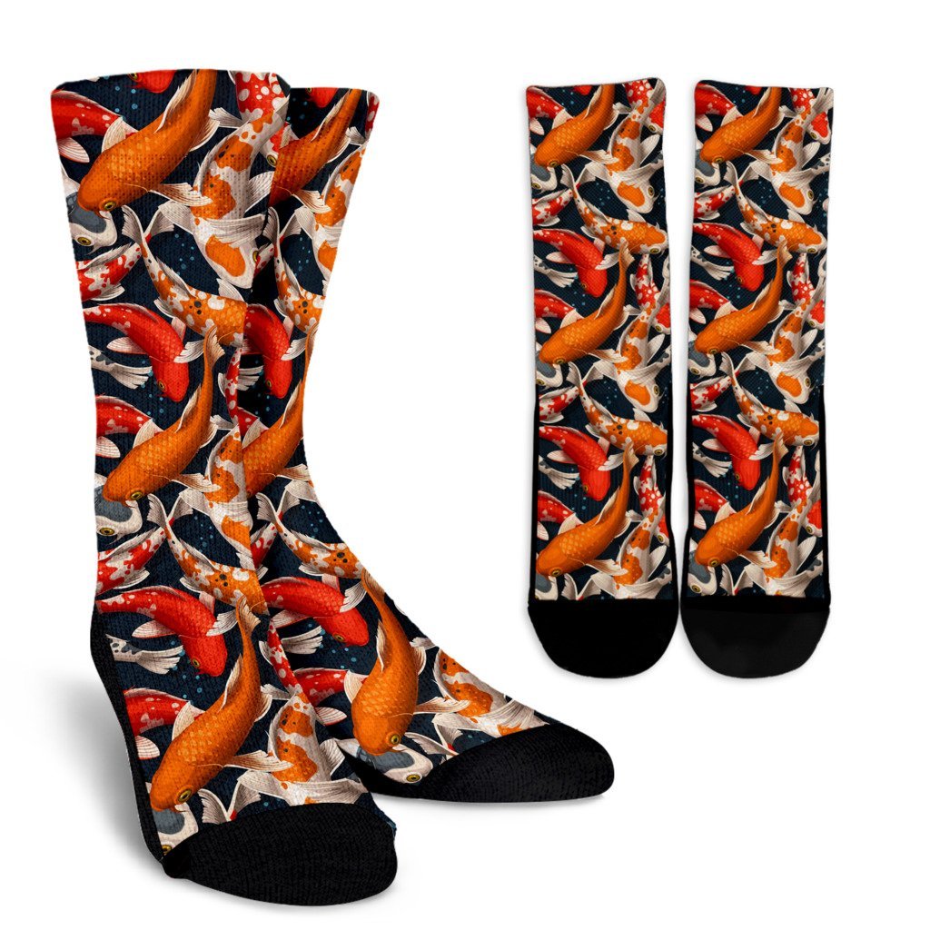 Koi Fish Pattern Print Unisex Crew Socks-grizzshop