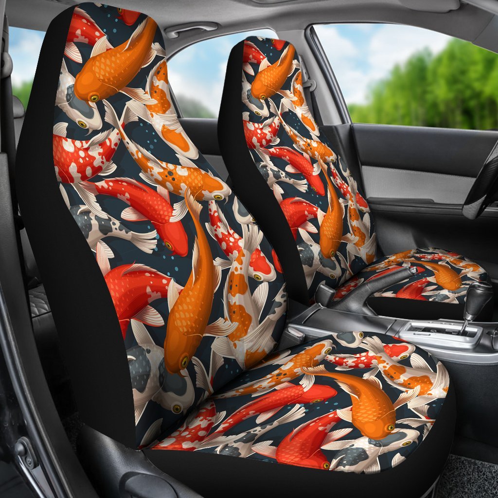 Koi Fish Pattern Print Universal Fit Car Seat Cover-grizzshop
