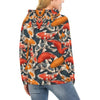 Koi Fish Pattern Print Women Pullover Hoodie-grizzshop