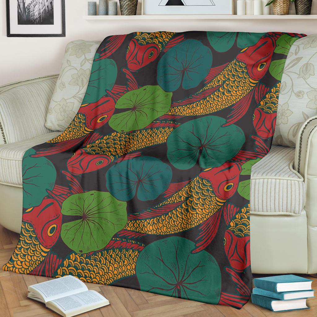 Koi Fish Print Pattern Blanket-grizzshop