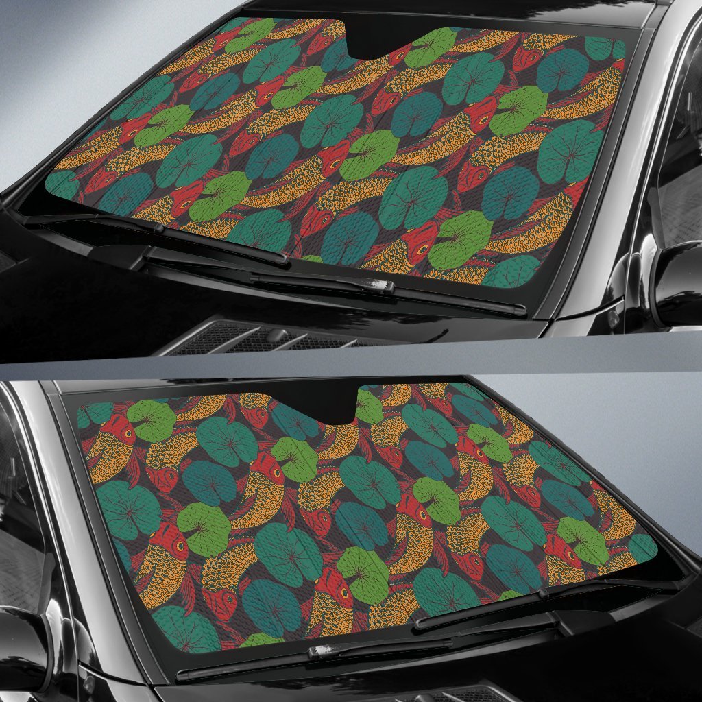 Koi Fish Print Pattern Car Sun Shade-grizzshop