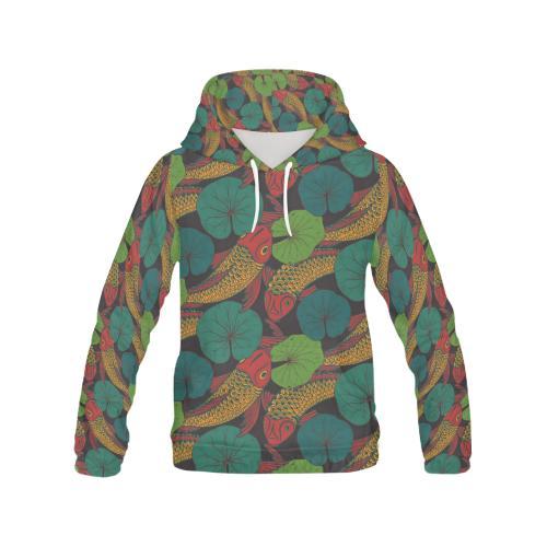Koi Fish Print Pattern Men Pullover Hoodie-grizzshop