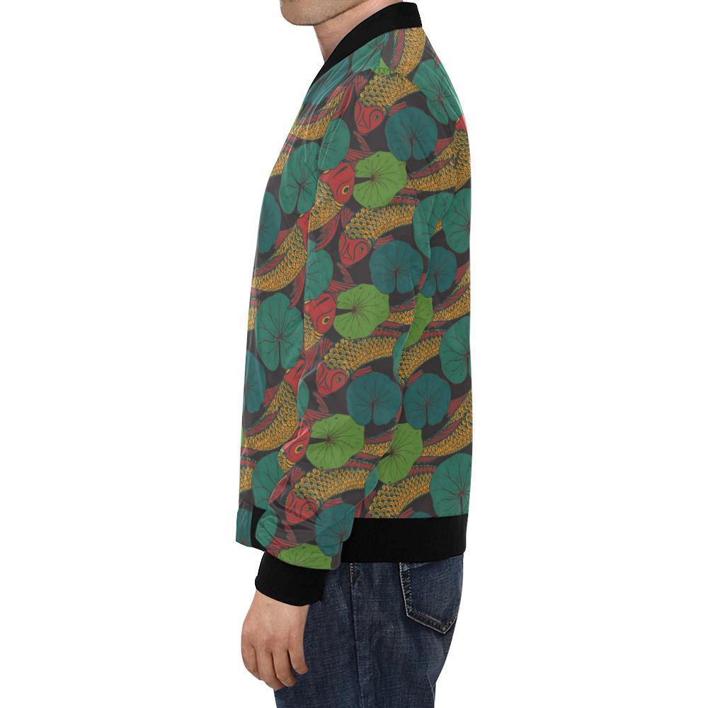 Koi Fish Print Pattern Men's Bomber Jacket-grizzshop