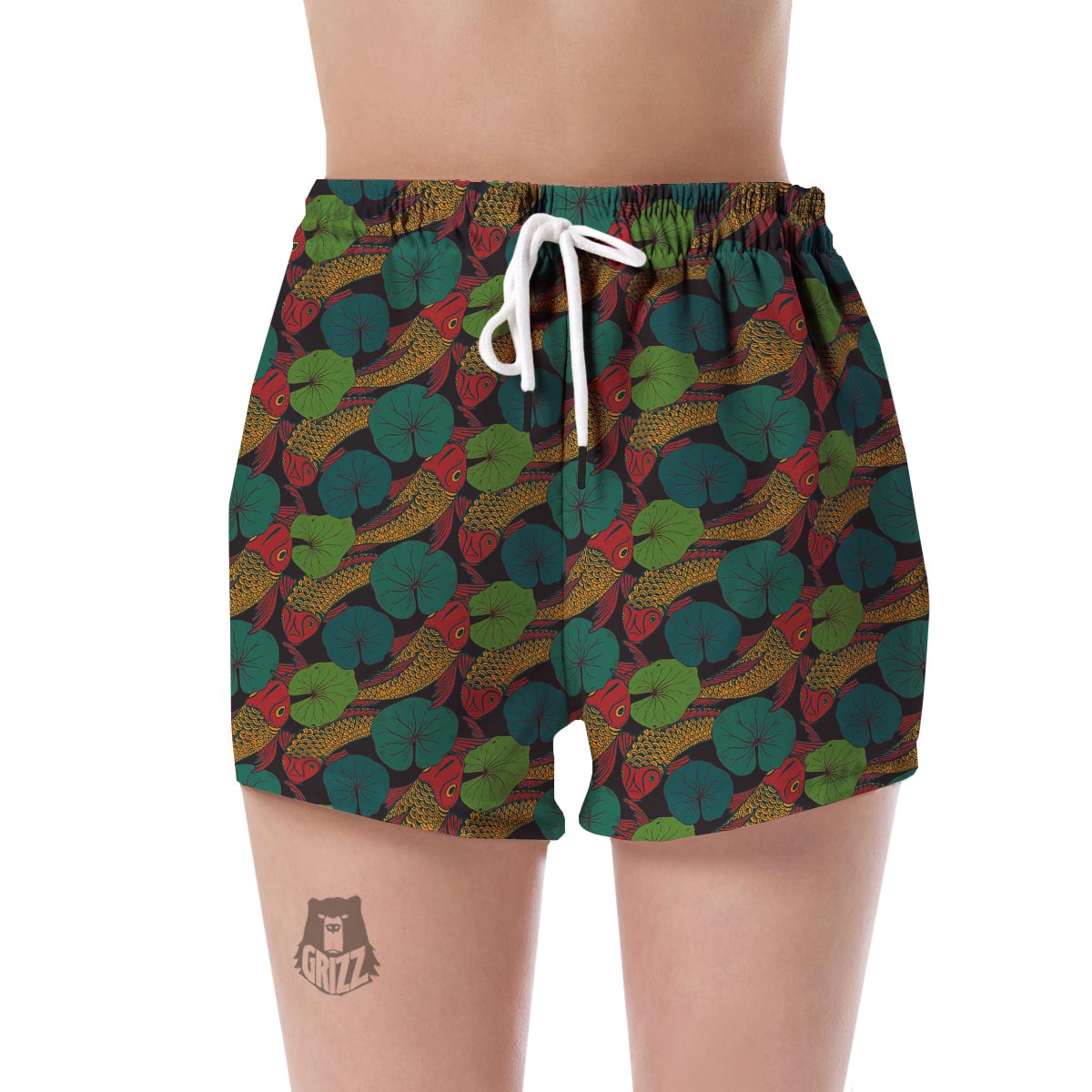 Koi Fish Print Pattern Women's Shorts-grizzshop