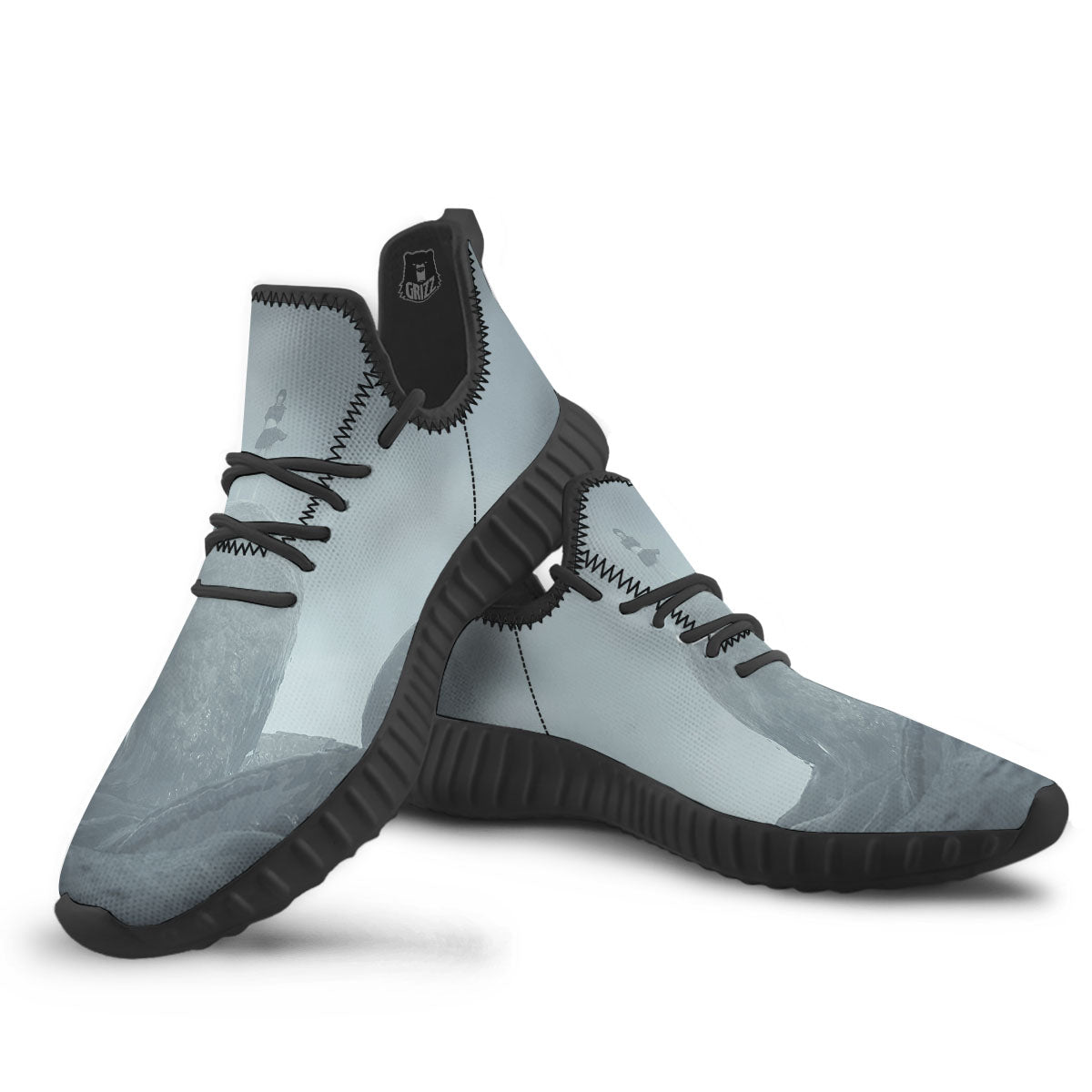 Kraken And Girl On Sea Print Black Walking Shoes-grizzshop