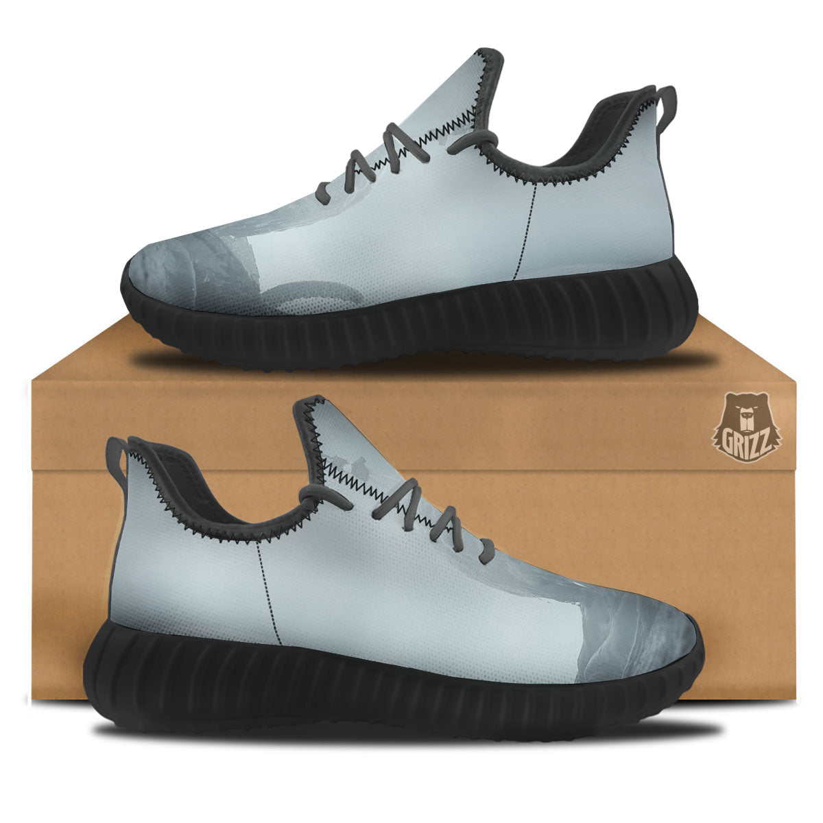 Kraken And Girl On Sea Print Black Walking Shoes-grizzshop