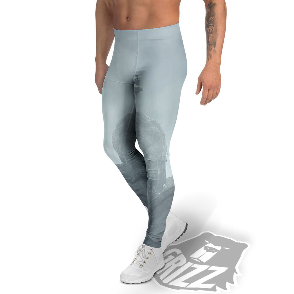 Kraken And Girl On Sea Print Men's Leggings-grizzshop