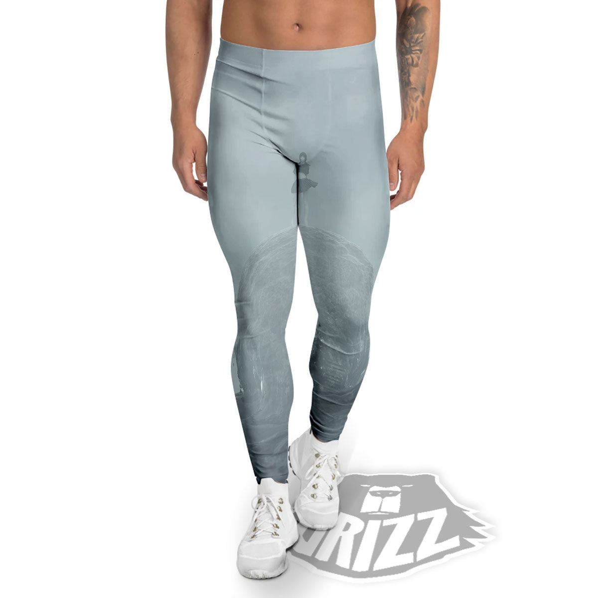 Kraken And Girl On Sea Print Men's Leggings-grizzshop