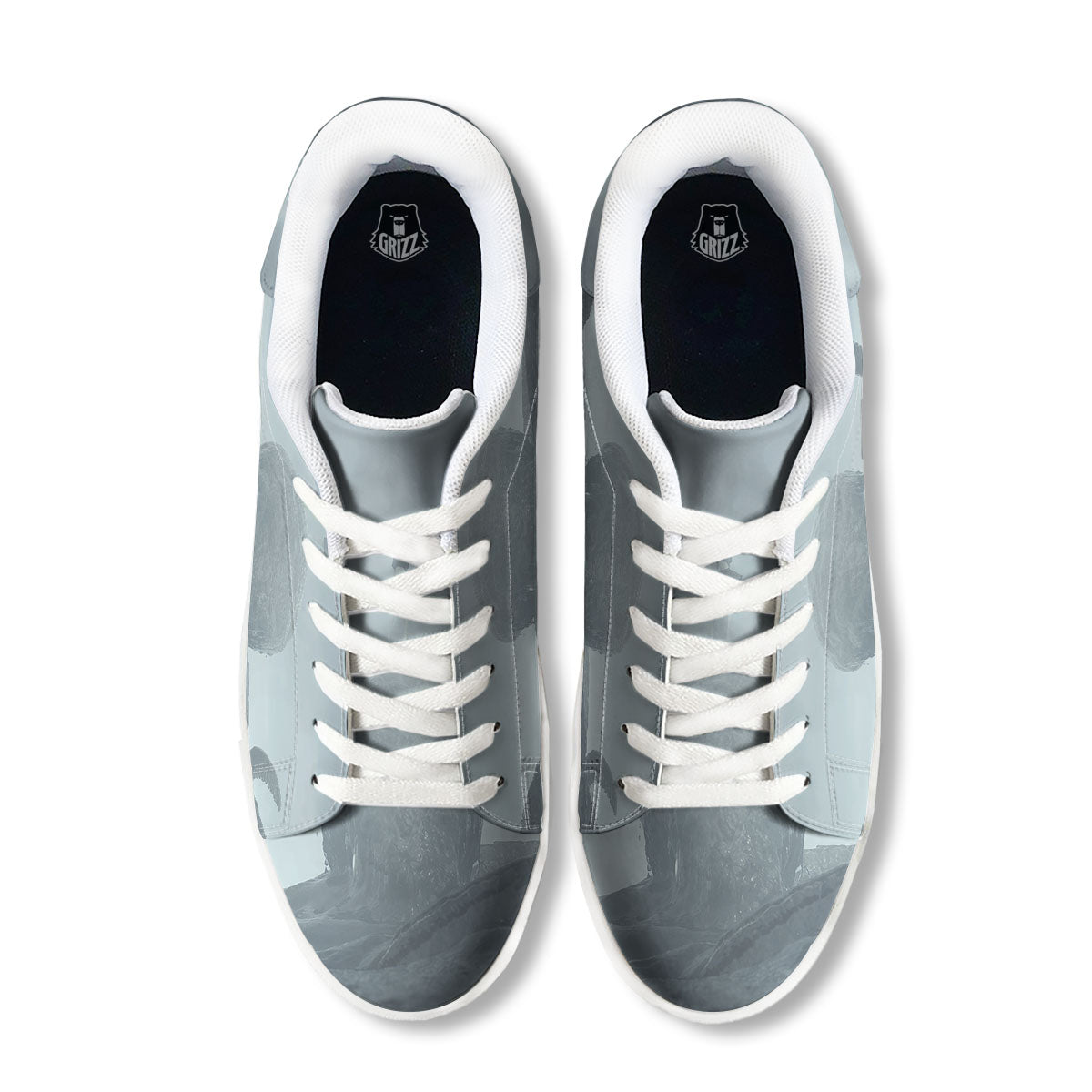 Kraken And Girl On Sea Print White Low Top Sneakers-grizzshop