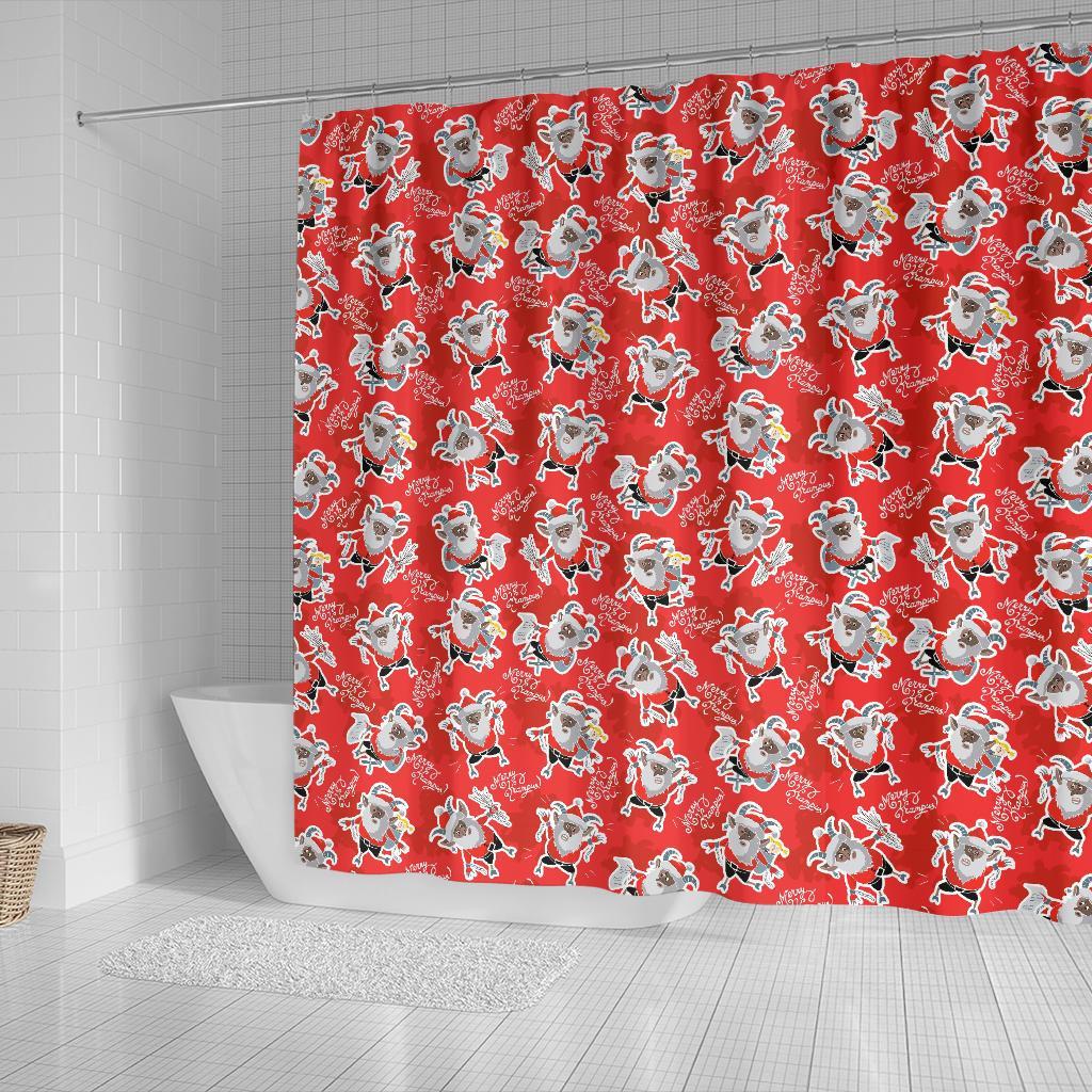 Krampus Christmas Print Pattern Bathroom Shower Curtain-grizzshop