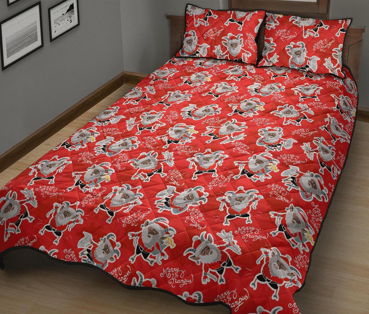 Krampus Christmas Print Pattern Bed Set Quilt-grizzshop