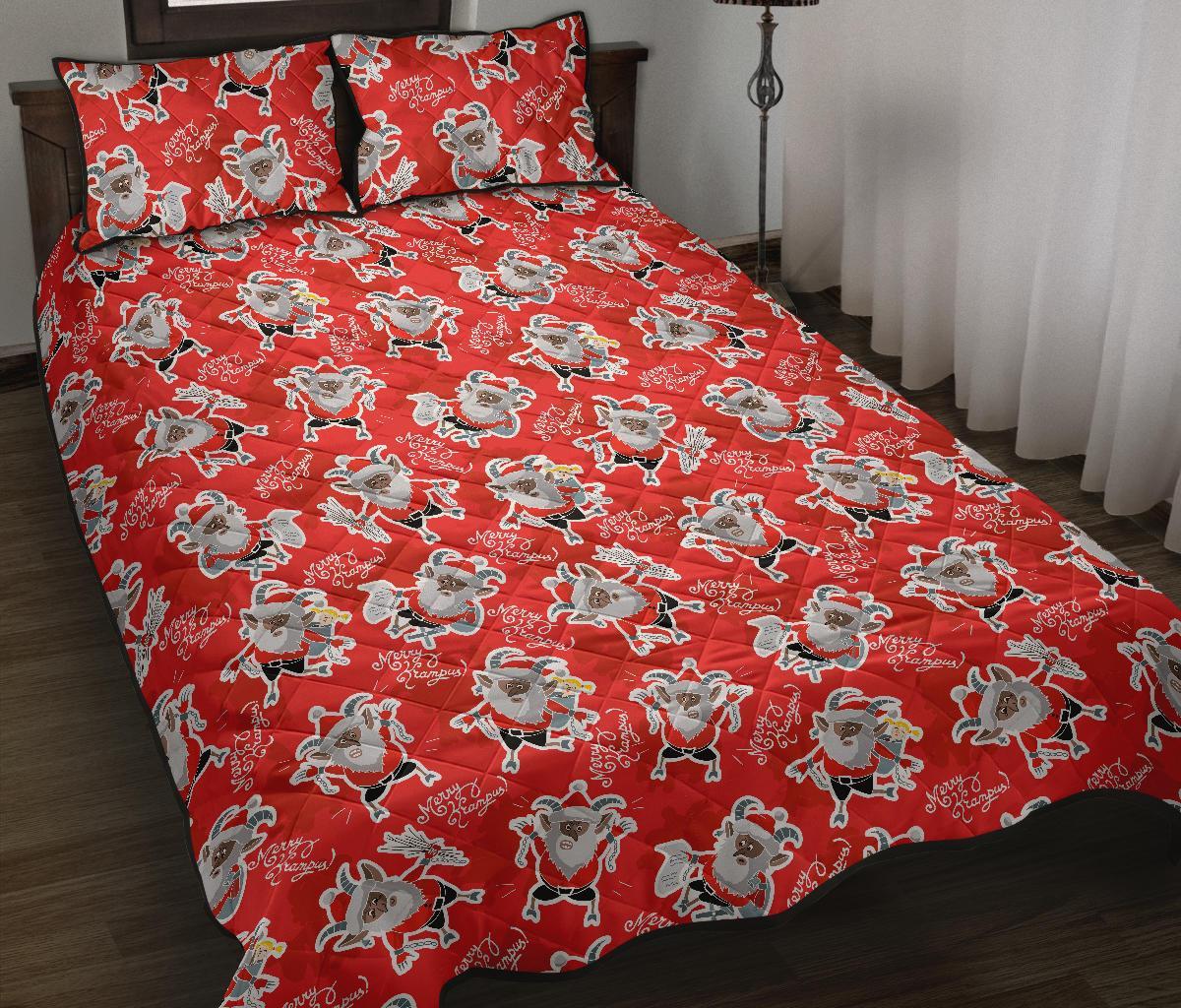 Krampus Christmas Print Pattern Bed Set Quilt-grizzshop