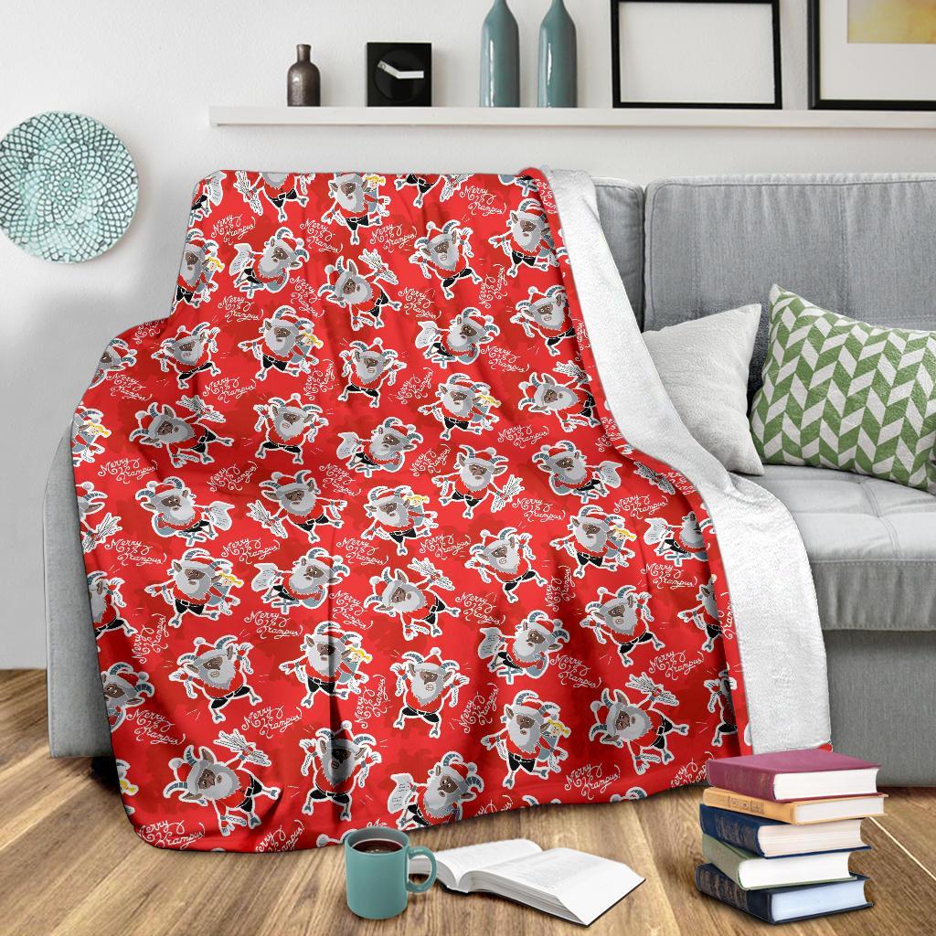 Krampus Christmas Print Pattern Blanket-grizzshop