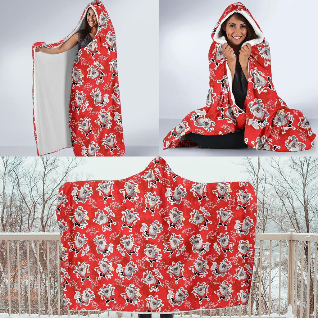 Krampus Christmas Print Pattern Hooded Blanket-grizzshop