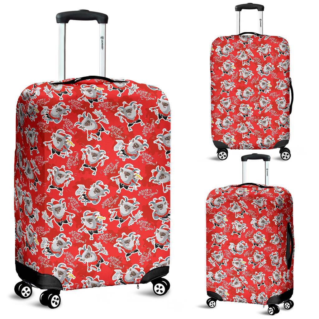 Krampus Christmas Print Pattern Luggage Cover Protector-grizzshop