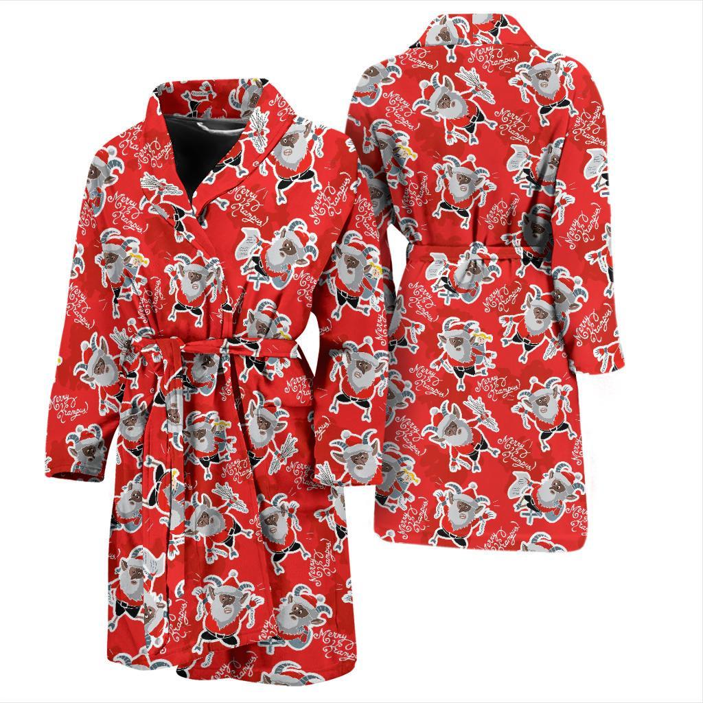 Krampus Christmas Print Pattern Men Long Robe-grizzshop