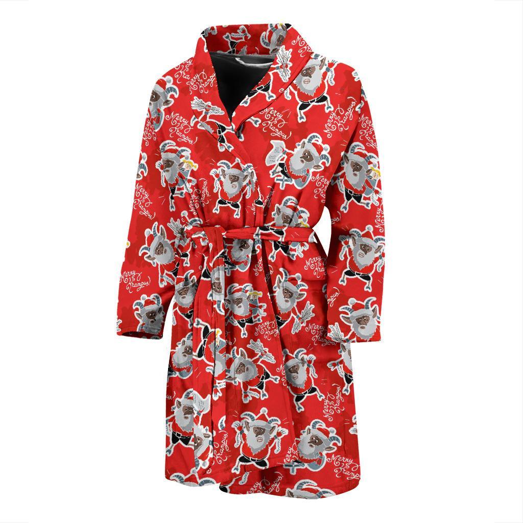 Krampus Christmas Print Pattern Men Long Robe-grizzshop