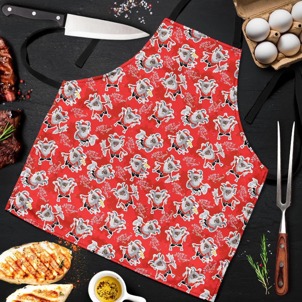 Krampus Christmas Print Pattern Men's Apron-grizzshop