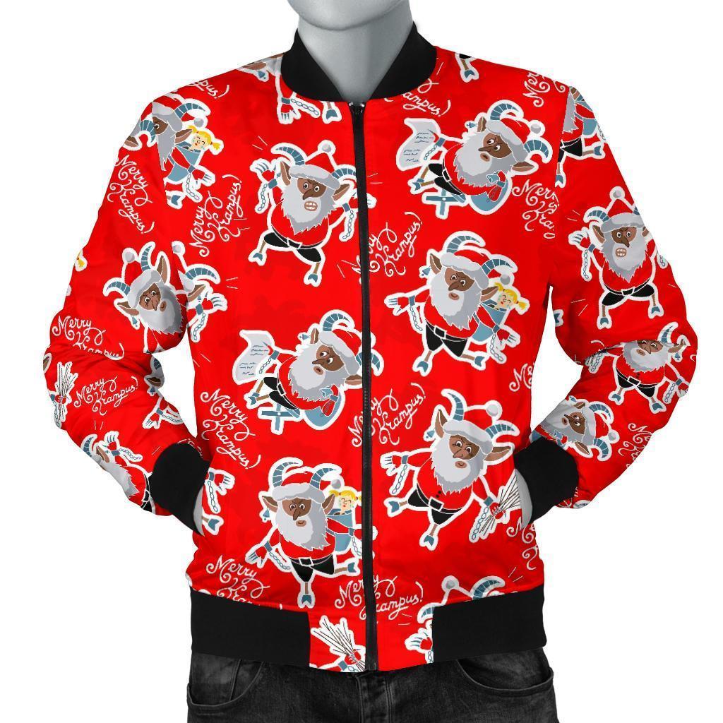 Krampus Christmas Print Pattern Men's Bomber Jacket-grizzshop