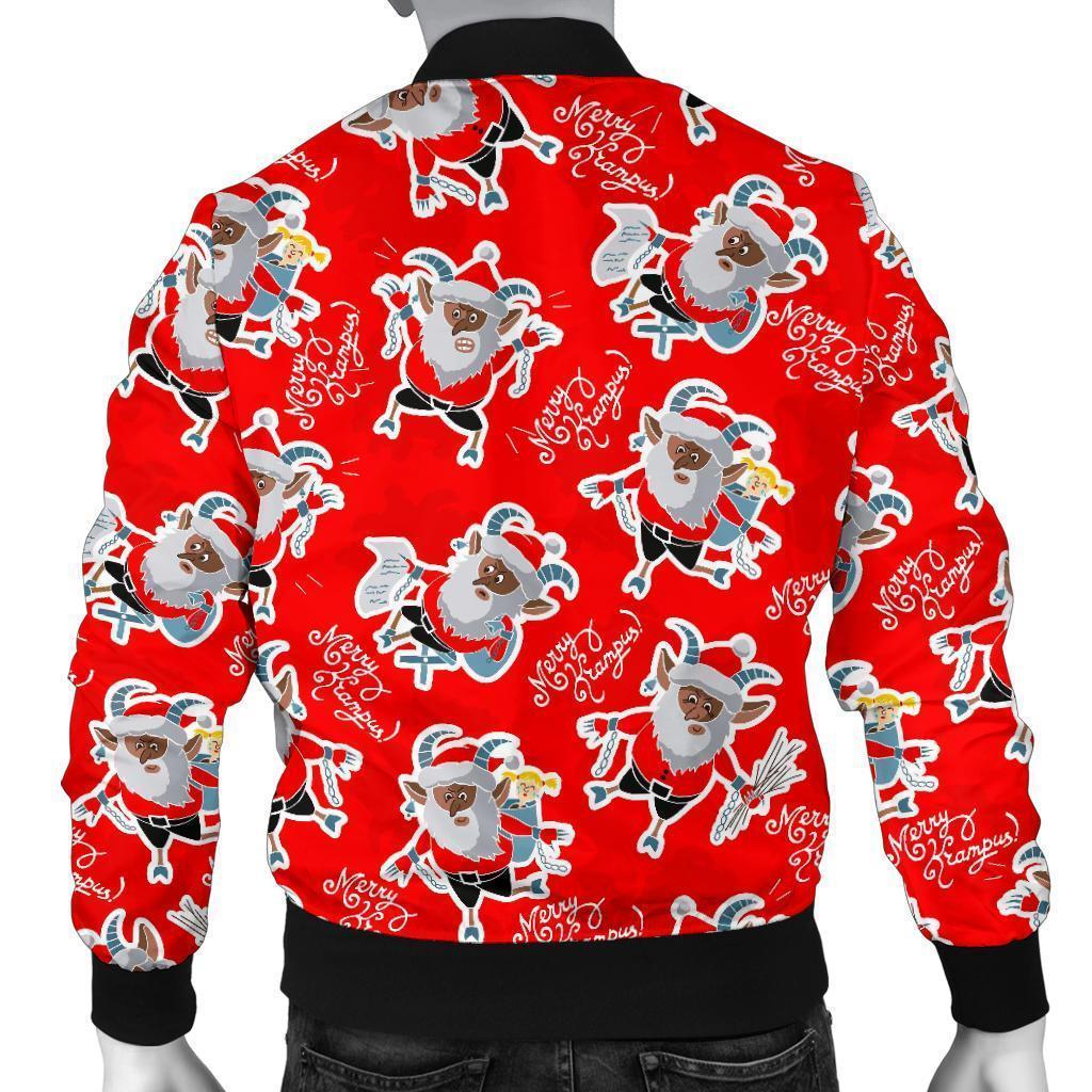 Krampus Christmas Print Pattern Men's Bomber Jacket-grizzshop