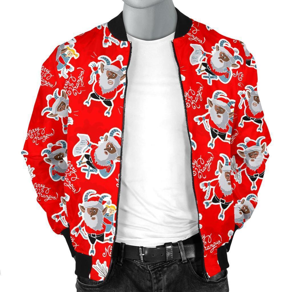 Krampus Christmas Print Pattern Men's Bomber Jacket-grizzshop