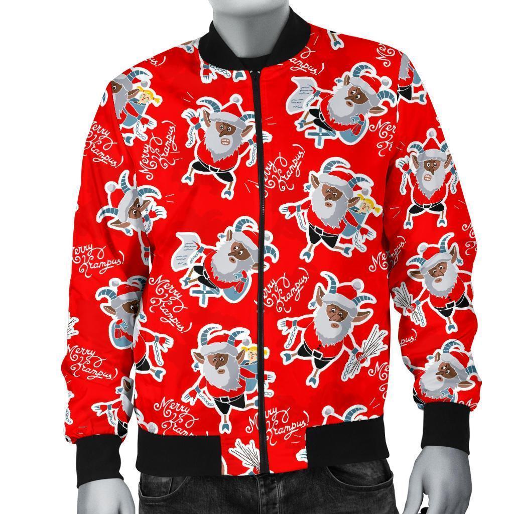 Krampus Christmas Print Pattern Men's Bomber Jacket-grizzshop