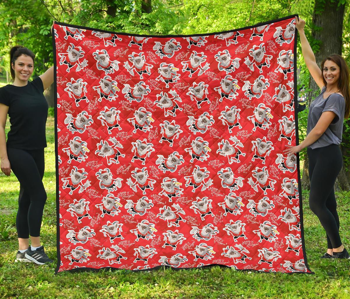 Krampus Christmas Print Pattern Quilt-grizzshop