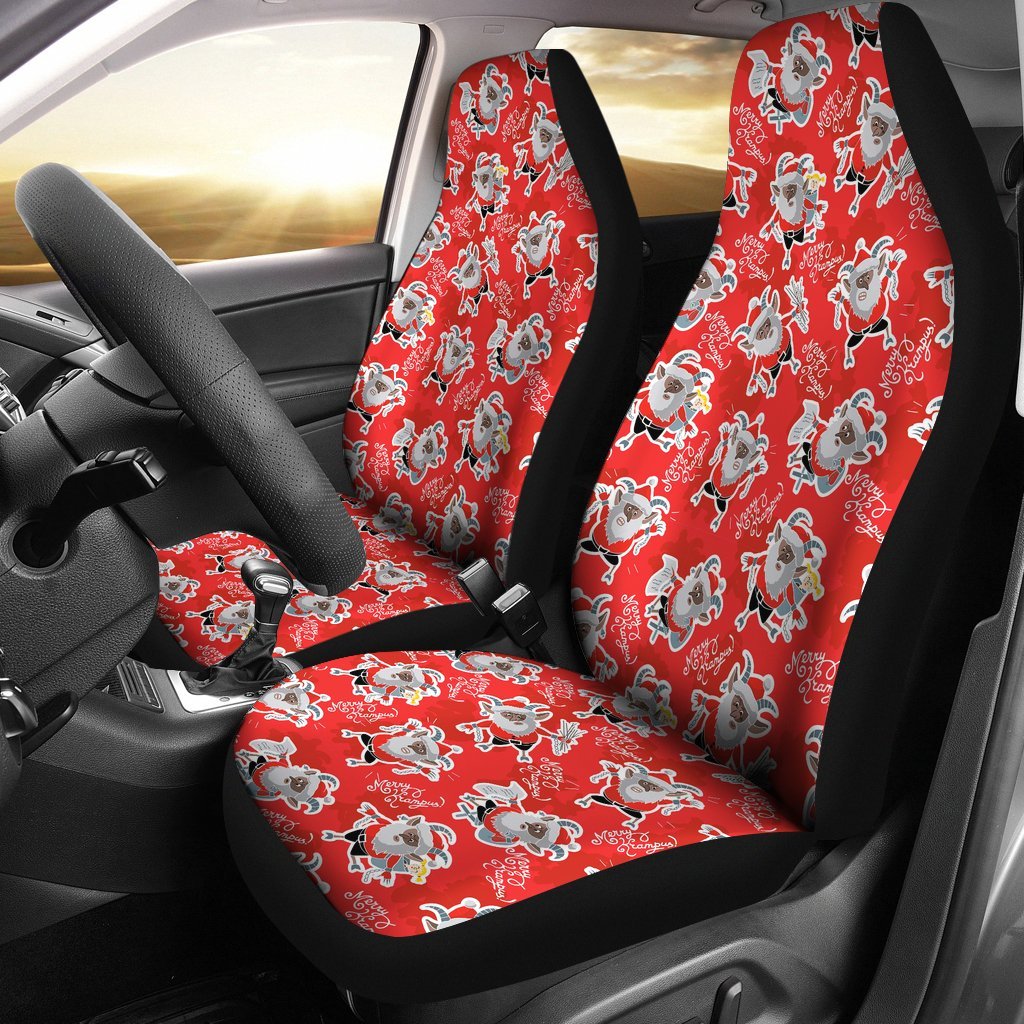 Krampus Christmas Print Pattern Universal Fit Car Seat Covers-grizzshop