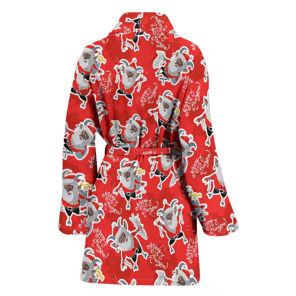 Krampus Christmas Print Pattern Women Long Robe-grizzshop