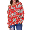 Krampus Christmas Print Pattern Women Off Shoulder Sweatshirt-grizzshop