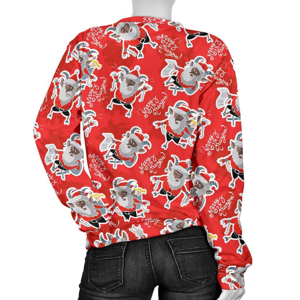 Krampus Christmas Print Pattern Women's Sweatshirt-grizzshop