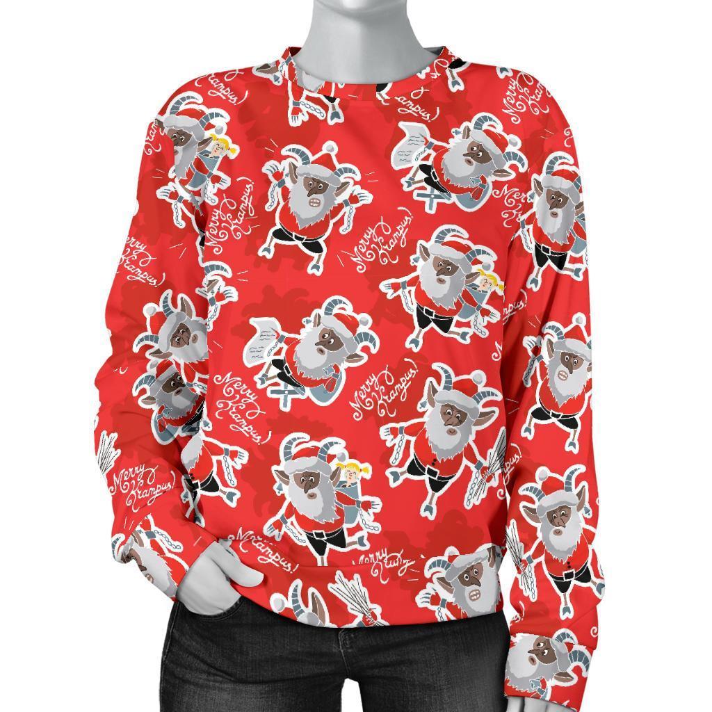 Krampus Christmas Print Pattern Women's Sweatshirt-grizzshop