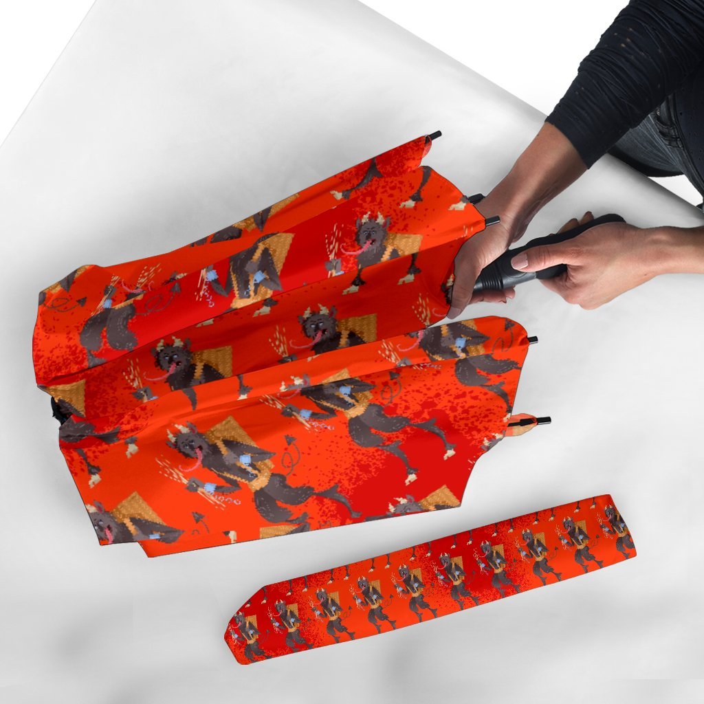 Krampus Pattern Print Automatic Foldable Umbrella-grizzshop