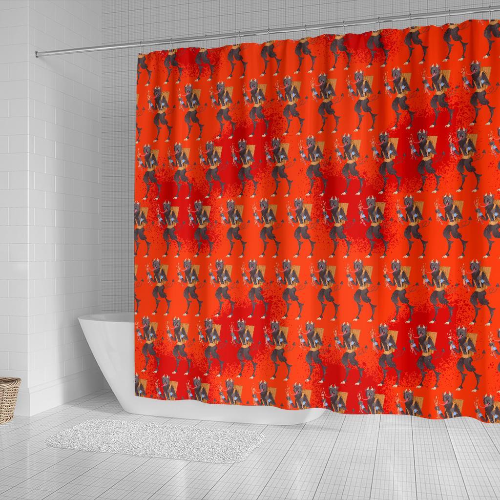 Krampus Pattern Print Bathroom Shower Curtain-grizzshop