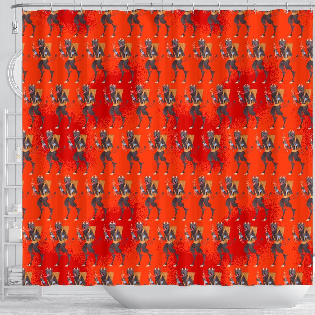 Krampus Pattern Print Bathroom Shower Curtain-grizzshop