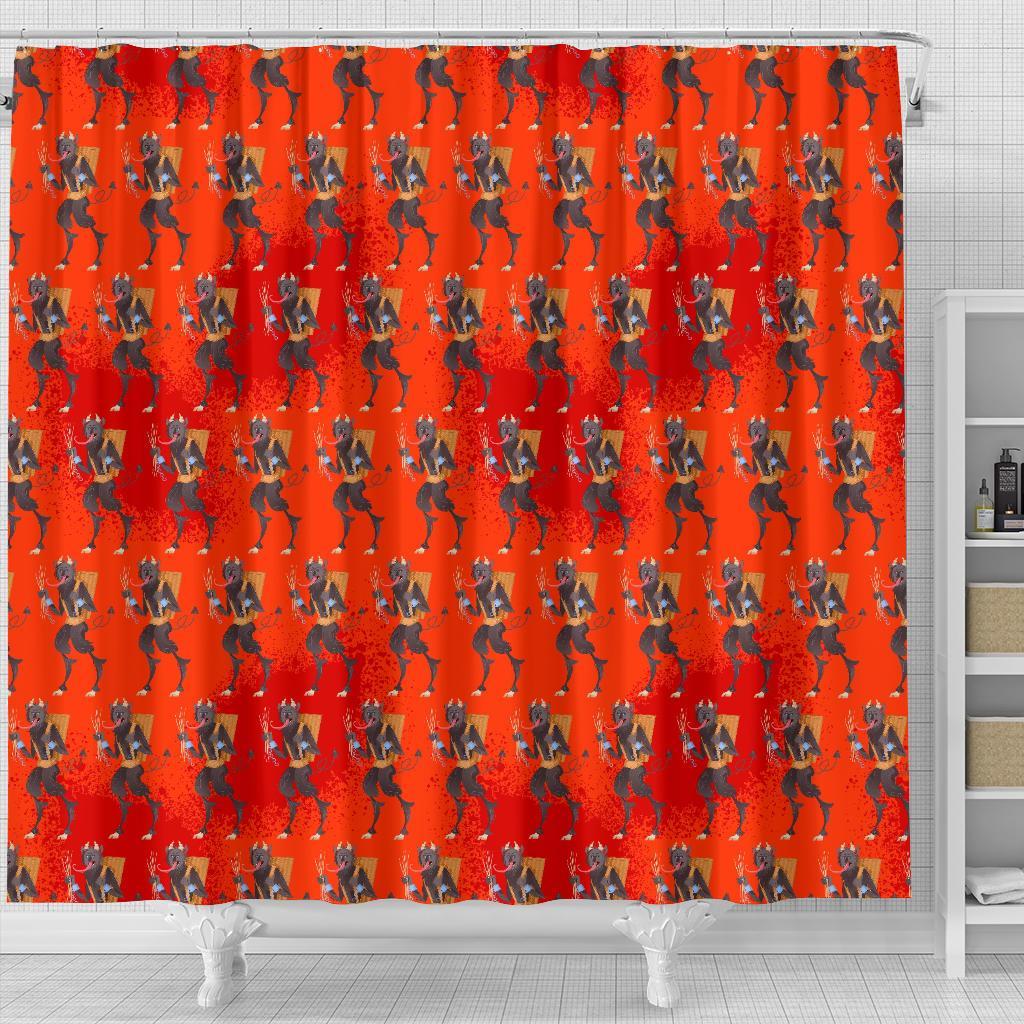 Krampus Pattern Print Bathroom Shower Curtain-grizzshop