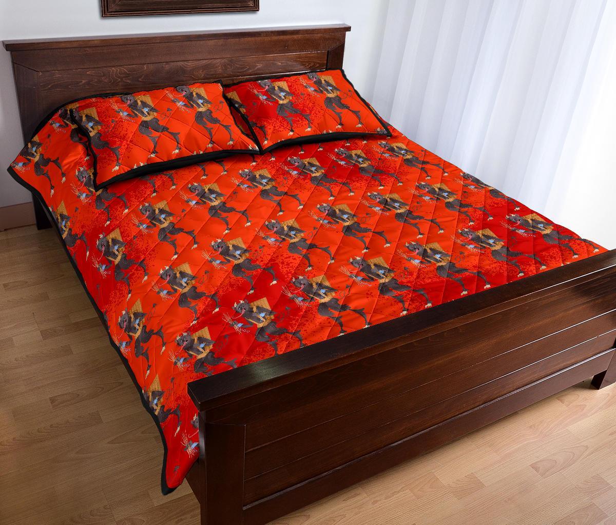 Krampus Pattern Print Bed Set Quilt-grizzshop