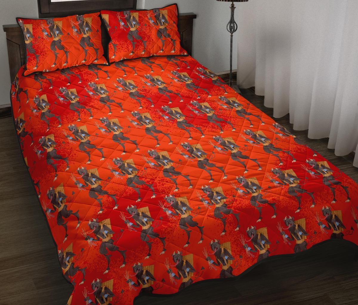 Krampus Pattern Print Bed Set Quilt-grizzshop