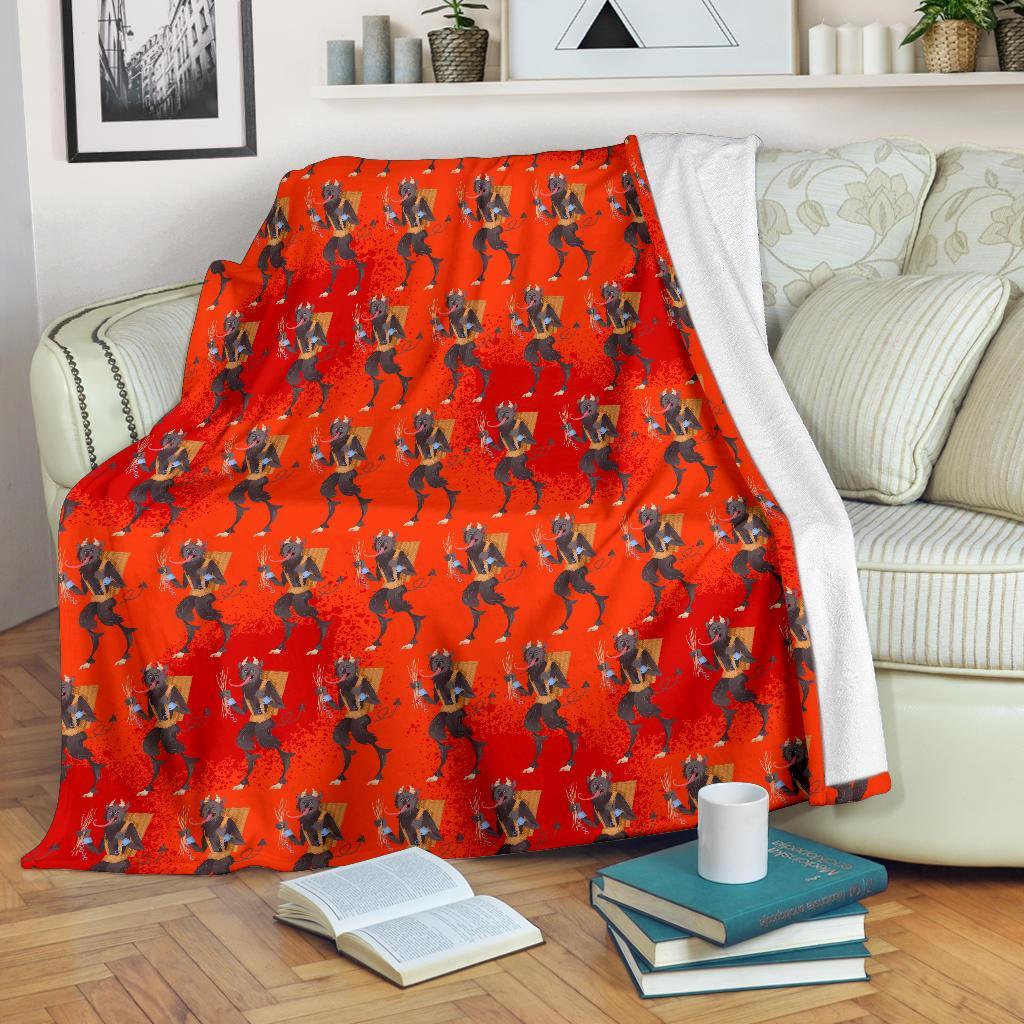 Krampus Pattern Print Blanket-grizzshop