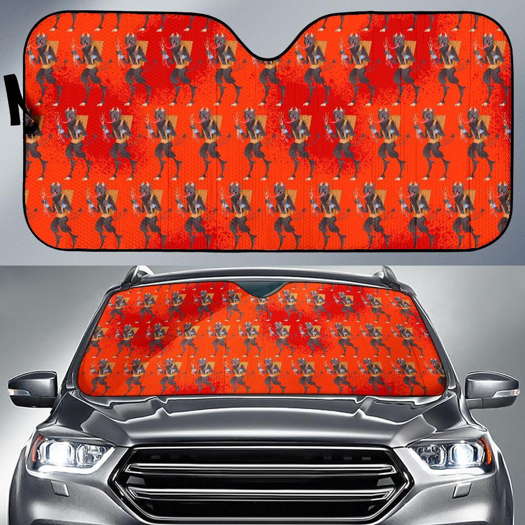 Krampus Pattern Print Car Sun Shade-grizzshop