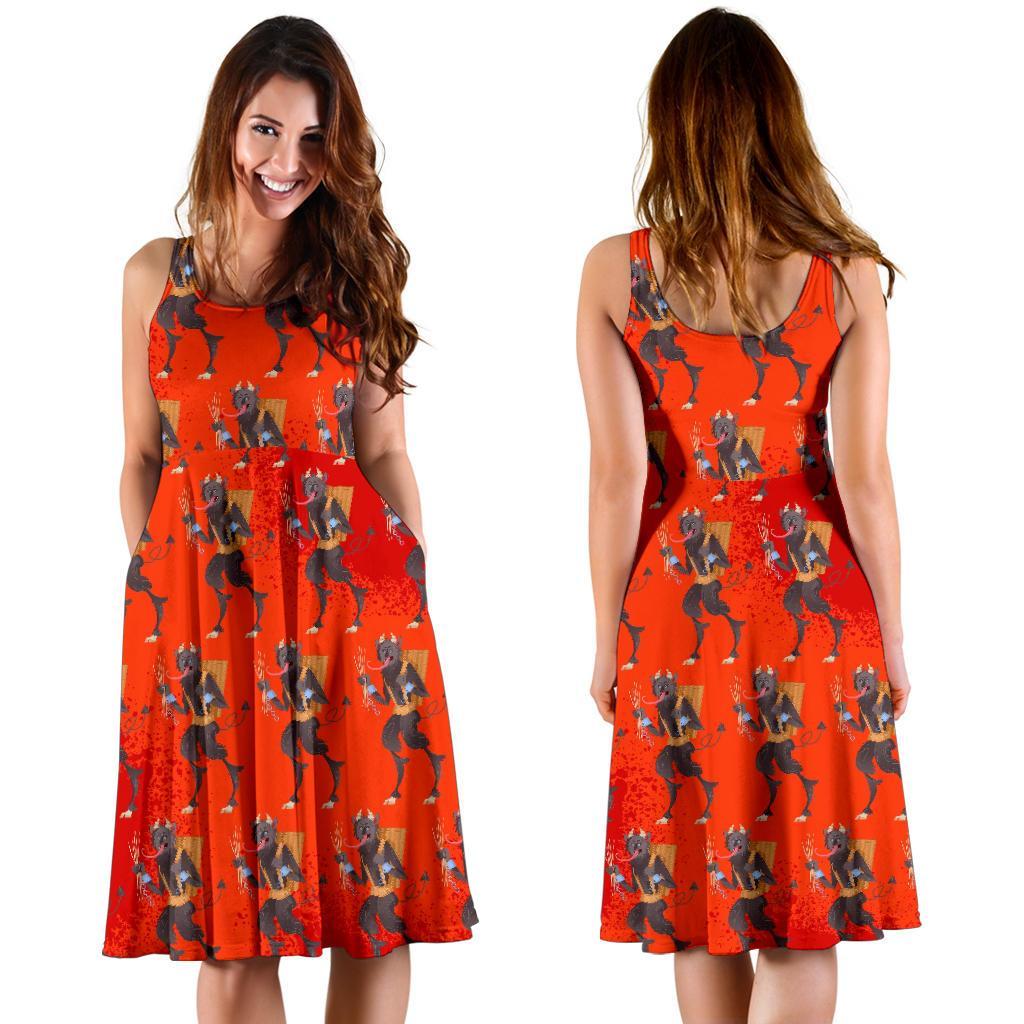 Krampus Pattern Print Dress-grizzshop