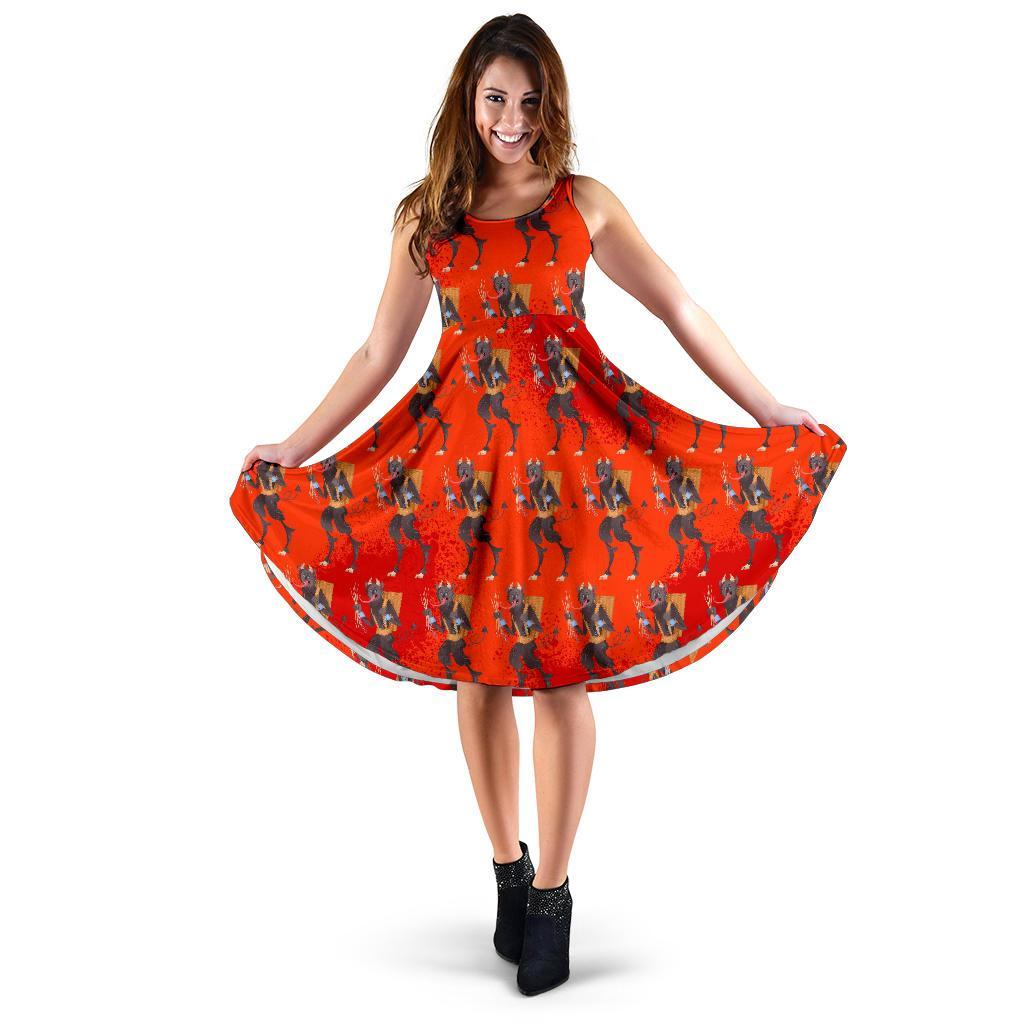 Krampus Pattern Print Dress-grizzshop