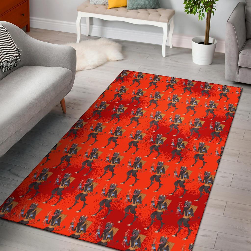 Krampus Pattern Print Floor Mat-grizzshop