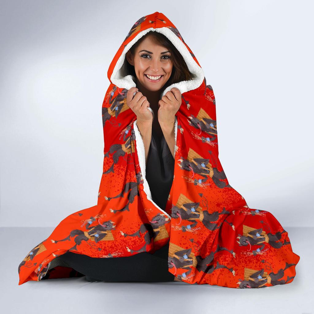 Krampus Pattern Print Hooded Blanket-grizzshop