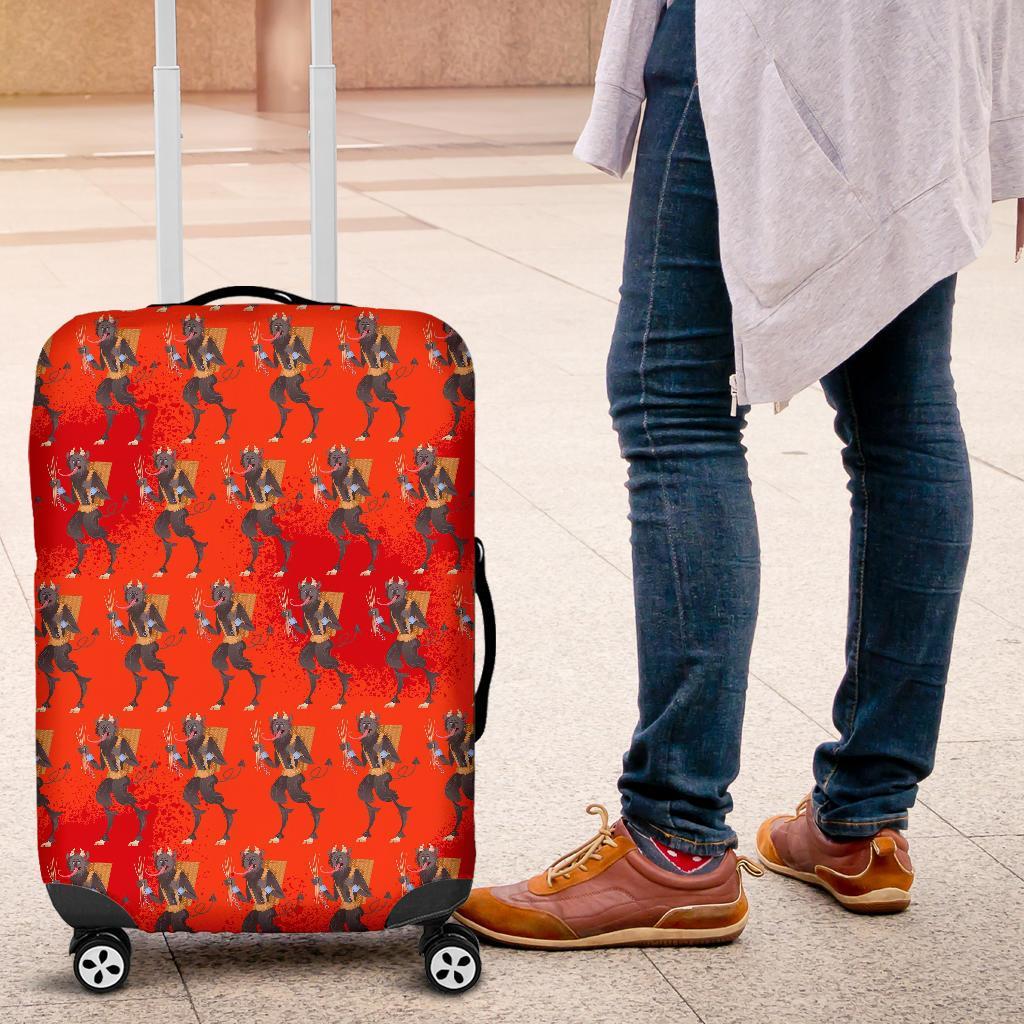 Krampus Pattern Print Luggage Cover Protector-grizzshop