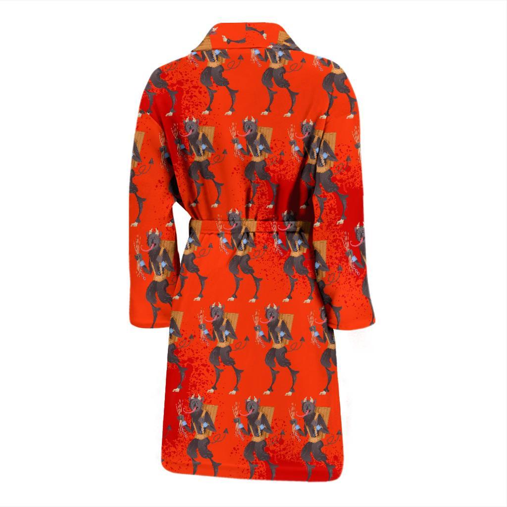 Krampus Pattern Print Men Long Robe-grizzshop