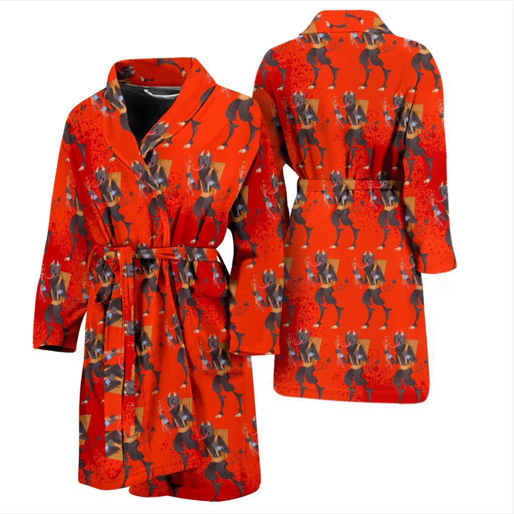 Krampus Pattern Print Men Long Robe-grizzshop