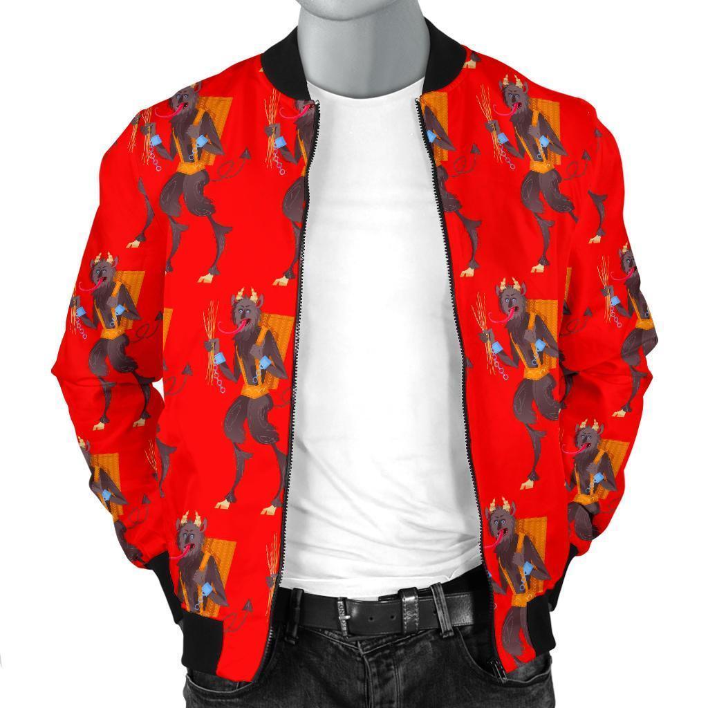 Krampus Pattern Print Men's Bomber Jacket-grizzshop