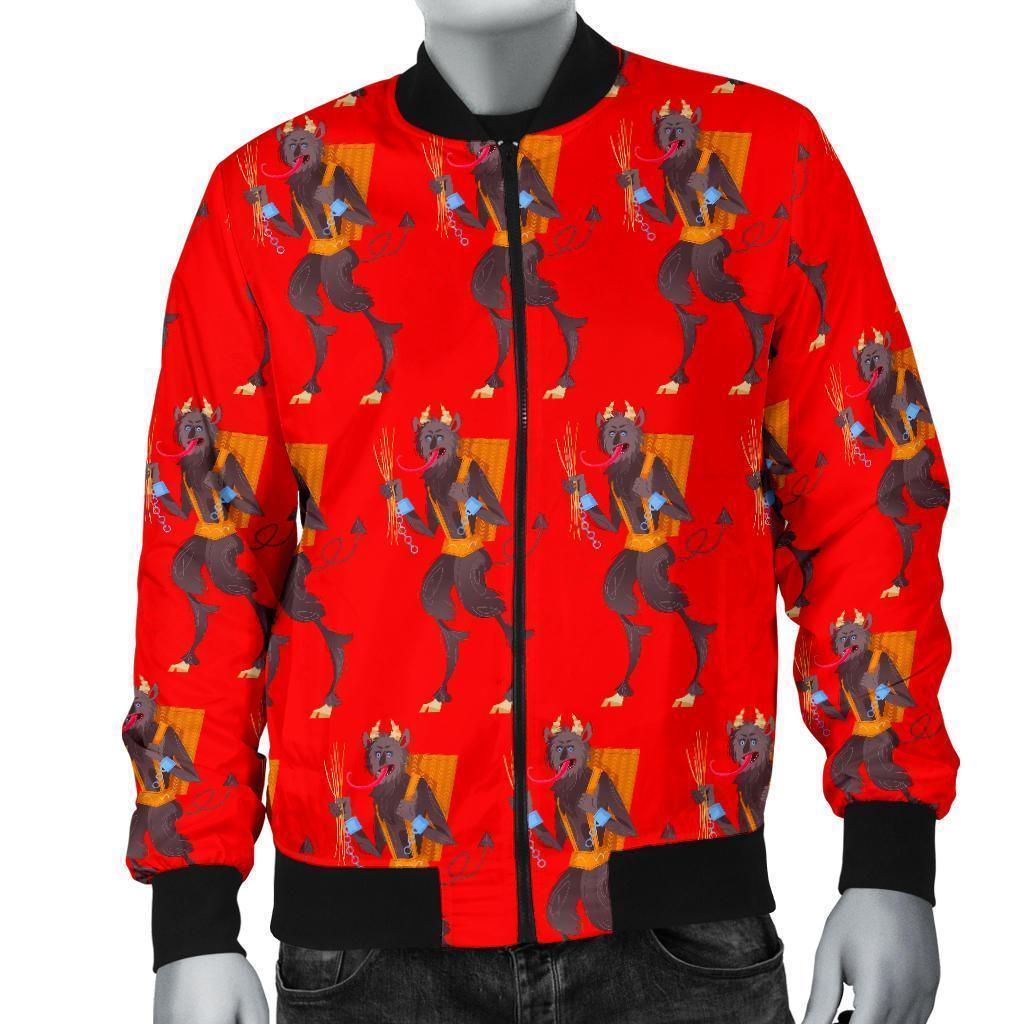 Krampus Pattern Print Men's Bomber Jacket-grizzshop