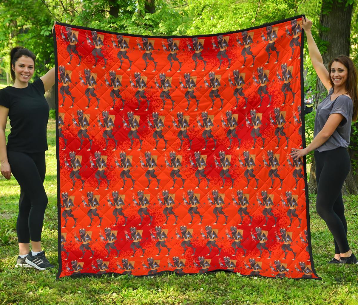 Krampus Pattern Print Quilt-grizzshop